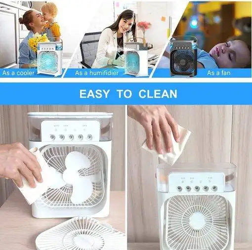 3-in-1 Portable Air Cooler & Humidifier with LED Light